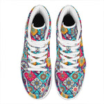 Bohemian Indian Mandala Patchwork Print High Top Leather Sneakers
