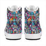 Bohemian Indian Mandala Patchwork Print High Top Leather Sneakers