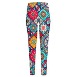 Bohemian Indian Mandala Patchwork Print High-Waisted Pocket Leggings