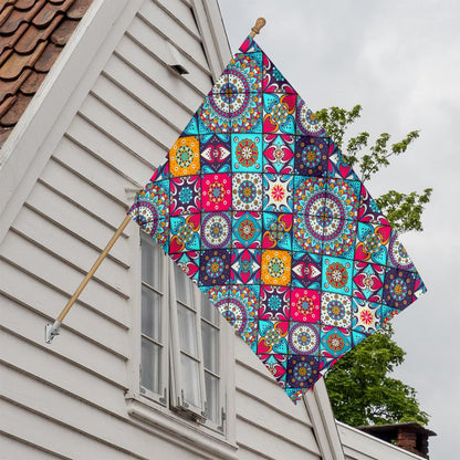 Bohemian Indian Mandala Patchwork Print House Flag