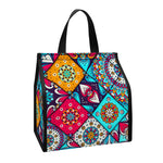 Bohemian Indian Mandala Patchwork Print Insulated Lunch Tote
