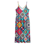 Bohemian Indian Mandala Patchwork Print Jersey Midi Cami Dress