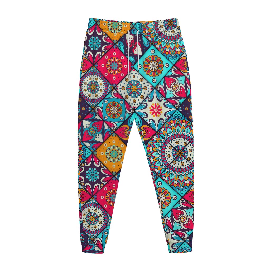 Bohemian Indian Mandala Patchwork Print Jogger Pants