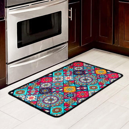 Bohemian Indian Mandala Patchwork Print Kitchen Mat