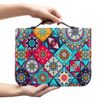 Bohemian Indian Mandala Patchwork Print Leather Bible Cover