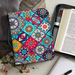Bohemian Indian Mandala Patchwork Print Leather Bible Cover