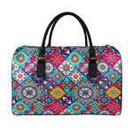 Bohemian Indian Mandala Patchwork Print Leather Duffle Bag