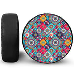 Bohemian Indian Mandala Patchwork Print Leather Spare Tire Cover