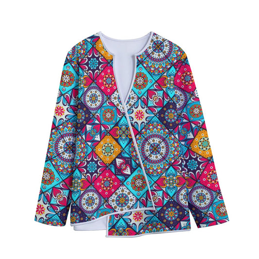 Bohemian Indian Mandala Patchwork Print Long Sleeve Short Coat