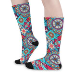 Bohemian Indian Mandala Patchwork Print Long Socks