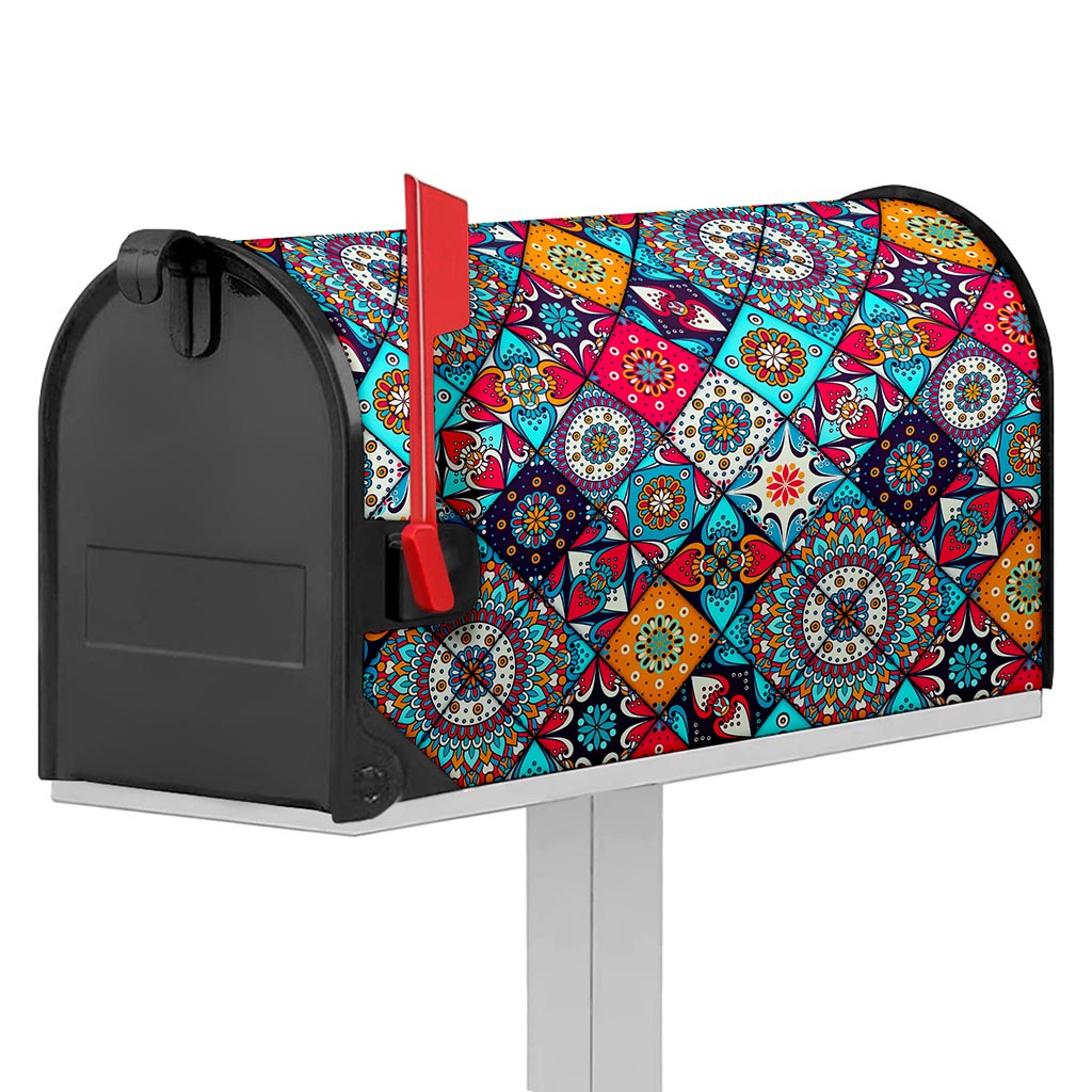 Bohemian Indian Mandala Patchwork Print Mailbox Cover