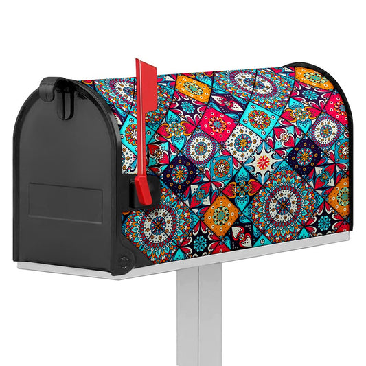 Bohemian Indian Mandala Patchwork Print Mailbox Cover
