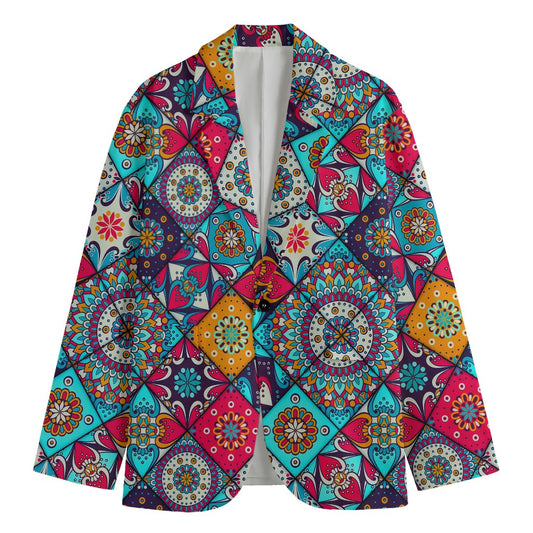 Bohemian Indian Mandala Patchwork Print Men's Blazer