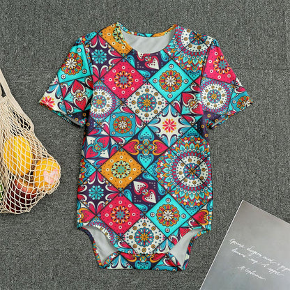 Bohemian Indian Mandala Patchwork Print Men's Bodysuit