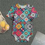 Bohemian Indian Mandala Patchwork Print Men's Bodysuit