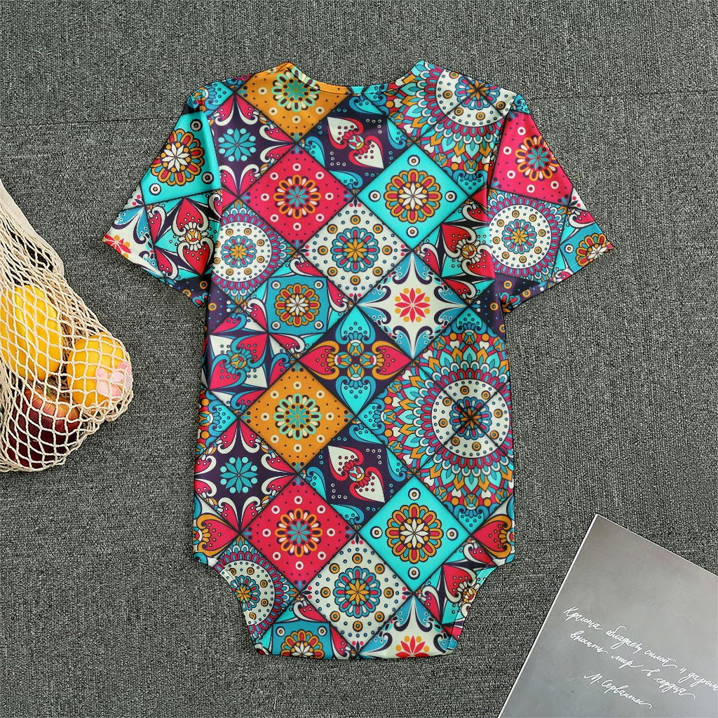 Bohemian Indian Mandala Patchwork Print Men's Bodysuit