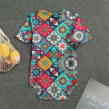 Bohemian Indian Mandala Patchwork Print Men's Bodysuit