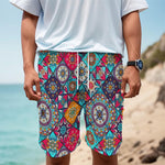 Bohemian Indian Mandala Patchwork Print Men's Cargo Shorts