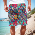 Bohemian Indian Mandala Patchwork Print Men's Cargo Shorts