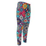 Bohemian Indian Mandala Patchwork Print Men's Compression Pants