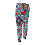 Bohemian Indian Mandala Patchwork Print Men's Compression Pants