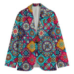 Bohemian Indian Mandala Patchwork Print Men's Cotton Blazer