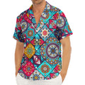 Bohemian Indian Mandala Patchwork Print Men's Deep V-Neck Shirt