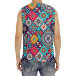 Bohemian Indian Mandala Patchwork Print Men's Fitness Tank Top