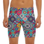 Bohemian Indian Mandala Patchwork Print Men's Long Boxer Briefs