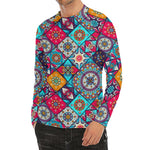 Bohemian Indian Mandala Patchwork Print Men's Long Sleeve Rash Guard