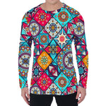 Bohemian Indian Mandala Patchwork Print Men's Long Sleeve T-Shirt