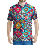 Bohemian Indian Mandala Patchwork Print Men's Polo Shirt