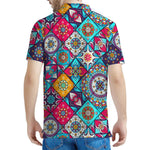 Bohemian Indian Mandala Patchwork Print Men's Polo Shirt