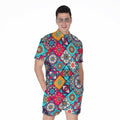 Bohemian Indian Mandala Patchwork Print Men's Romper