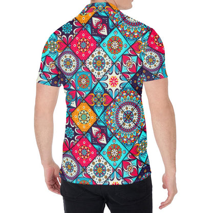 Bohemian Indian Mandala Patchwork Print Men's Shirt