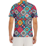 Bohemian Indian Mandala Patchwork Print Men's Short Sleeve Rash Guard