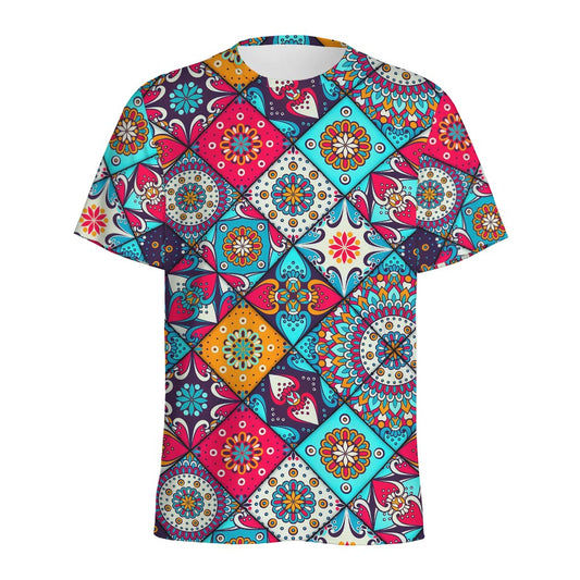 Bohemian Indian Mandala Patchwork Print Men's Sports T-Shirt