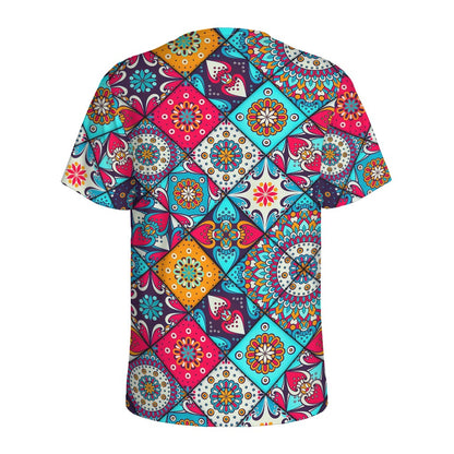 Bohemian Indian Mandala Patchwork Print Men's Sports T-Shirt