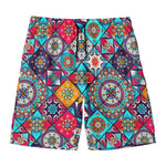 Bohemian Indian Mandala Patchwork Print Men's Swim Trunks