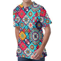 Bohemian Indian Mandala Patchwork Print Men's Velvet T-Shirt