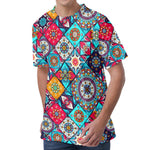 Bohemian Indian Mandala Patchwork Print Men's Velvet T-Shirt