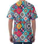 Bohemian Indian Mandala Patchwork Print Men's Velvet T-Shirt