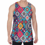 Bohemian Indian Mandala Patchwork Print Men's Velvet Tank Top