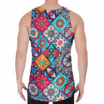 Bohemian Indian Mandala Patchwork Print Men's Velvet Tank Top