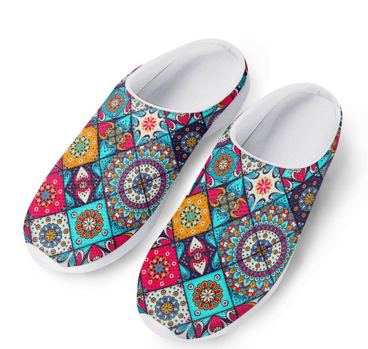 Bohemian Indian Mandala Patchwork Print Mesh Casual Shoes