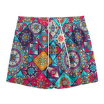 Bohemian Indian Mandala Patchwork Print Mesh Shorts
