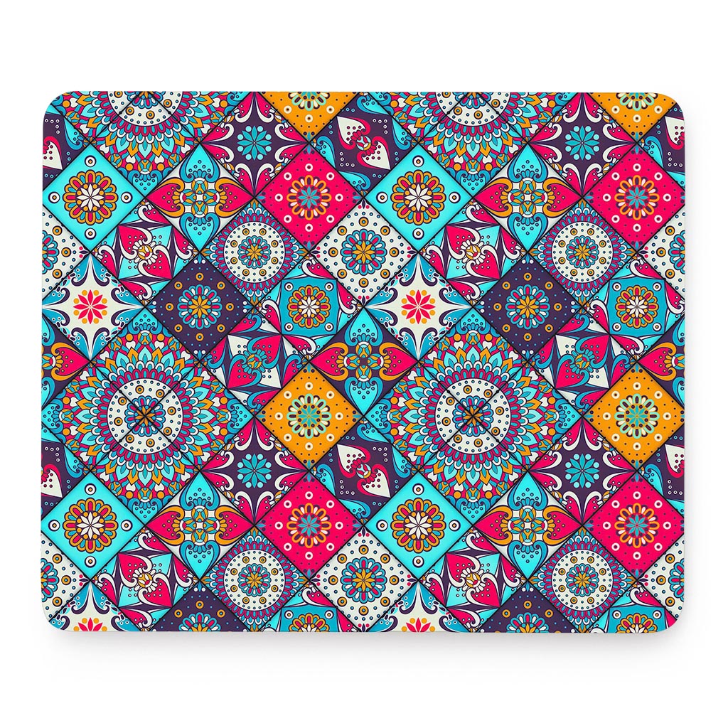 Bohemian Indian Mandala Patchwork Print Mouse Pad