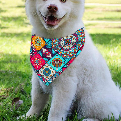 Bohemian Indian Mandala Patchwork Print Over The Collar Dog Bandana