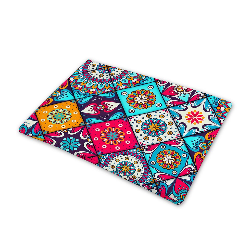Bohemian Indian Mandala Patchwork Print Pet Cooling Mat Cover