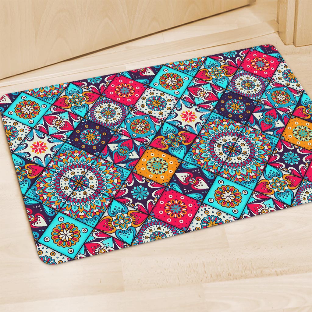 Bohemian Indian Mandala Patchwork Print Polyester Doormat
